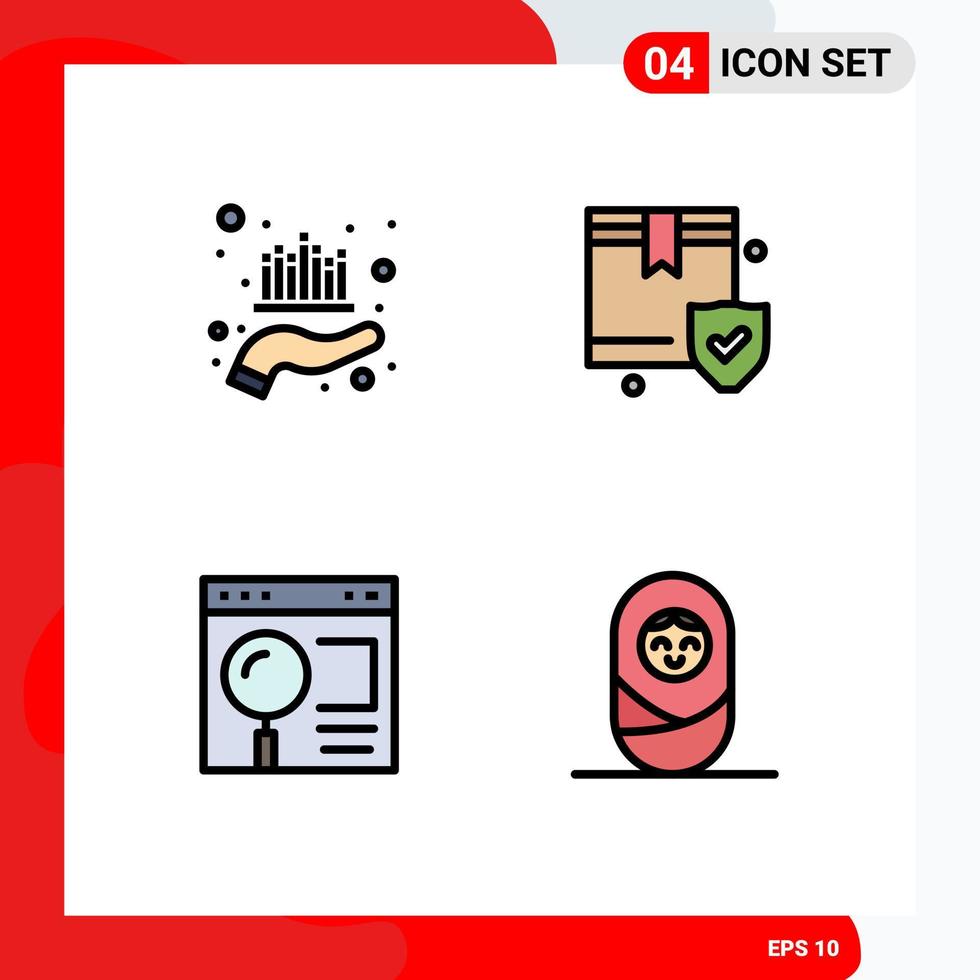 Set of 4 Modern UI Icons Symbols Signs for asset browser market protection page Editable Vector Design Elements