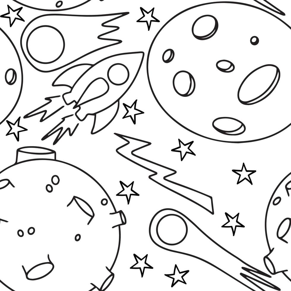 Seamless pattern about space in doodle style. Vector illustration.