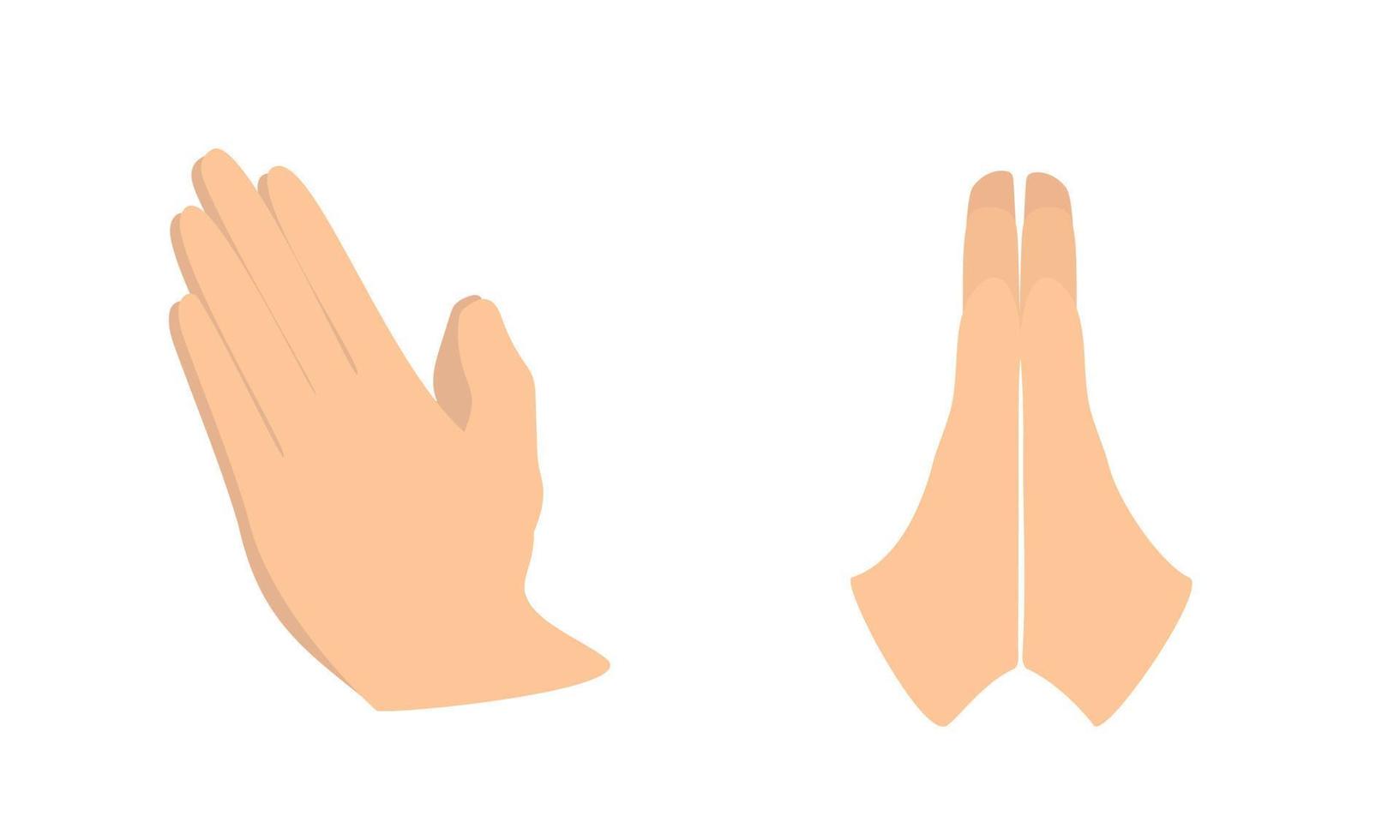 two hands pray. Vector illustration