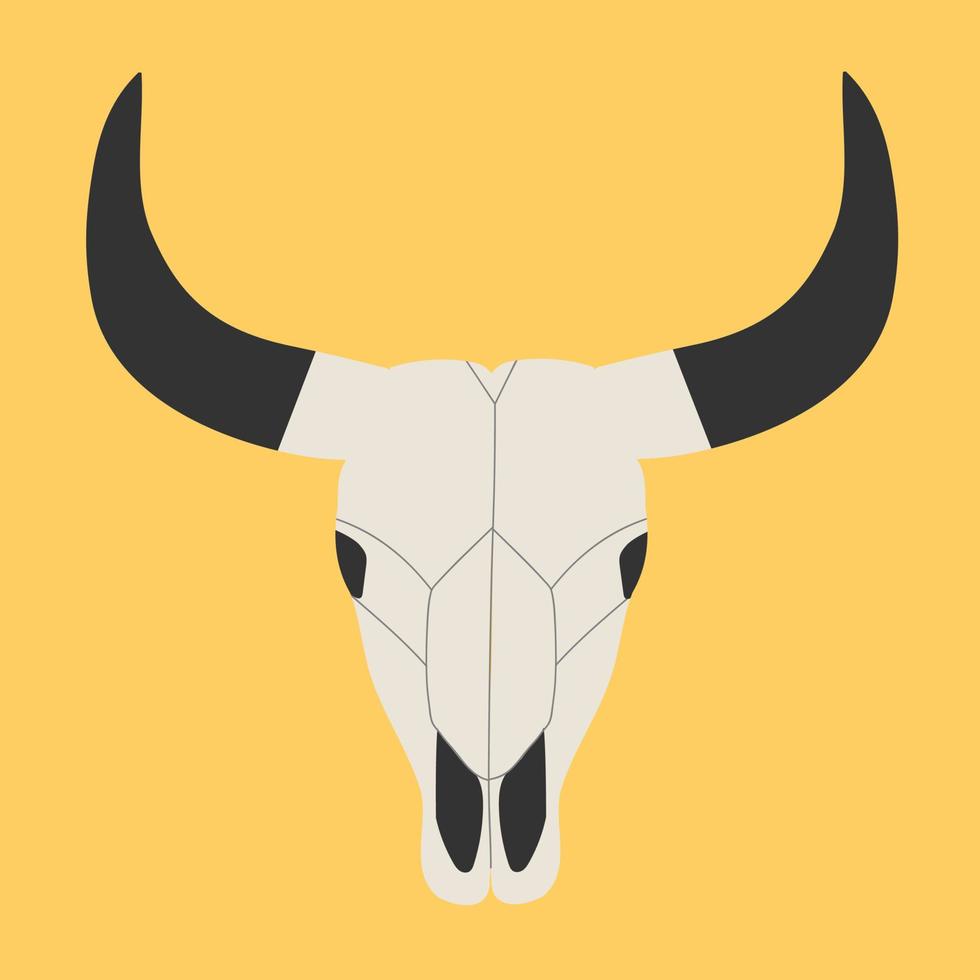 skeleton or skull animal head with horns. Vector illustration.