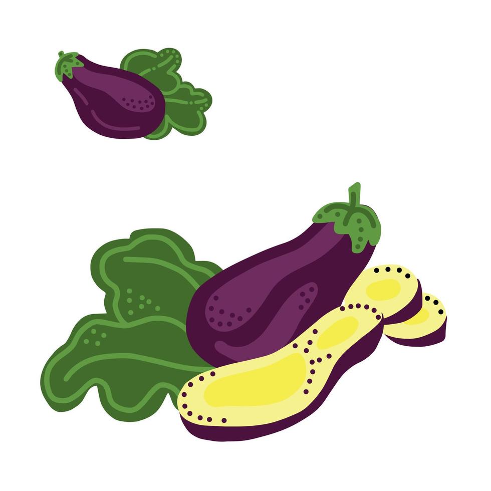 Eggplant vegetables cartoon illustration vector