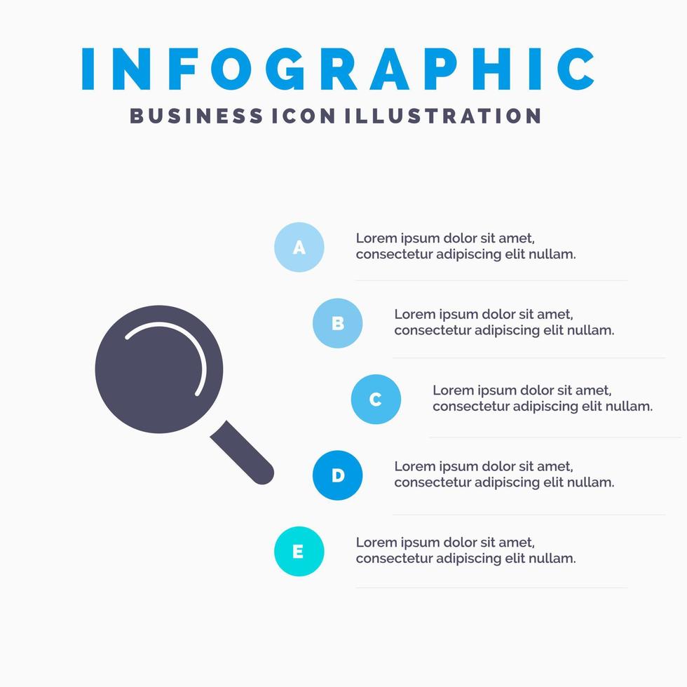 encontrar buscar ver icono sólido infografía 5 pasos presentación antecedentes vector