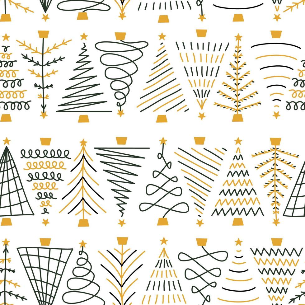 Vector flat hand drawn christmas seamless pattern