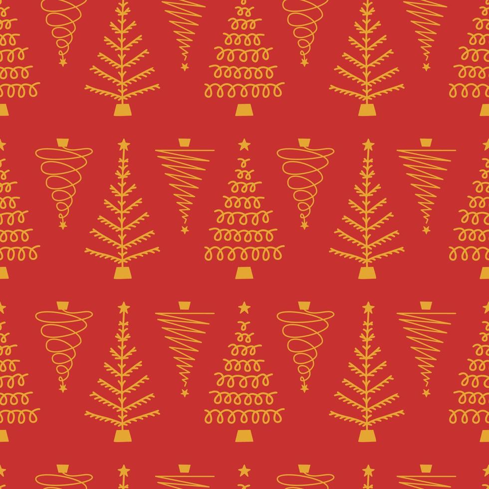 Vector flat hand drawn christmas seamless pattern