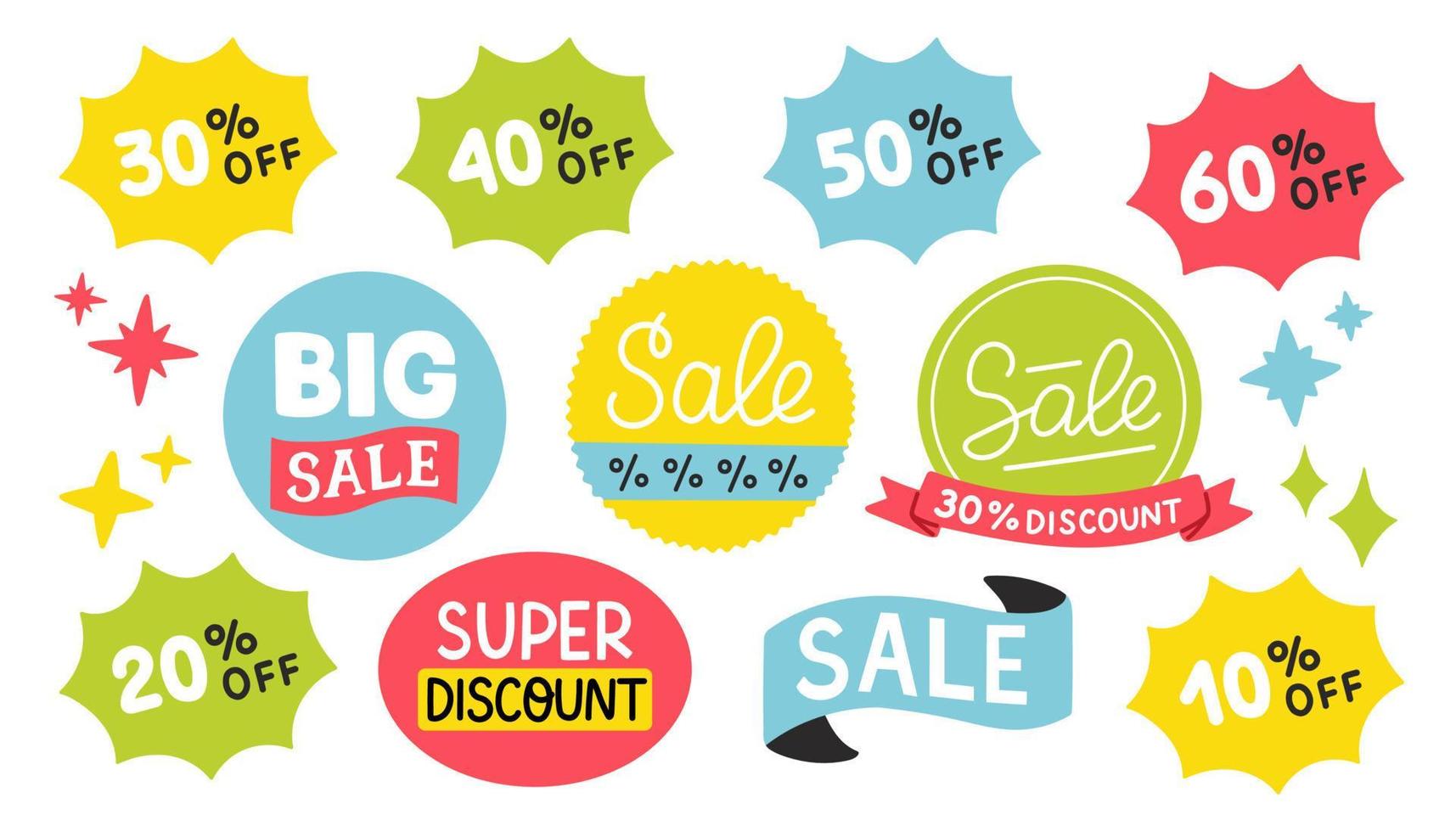 Sale promotion set 10 off, 20 off, 30 off etc. Promotion poster template super sale vector illustration