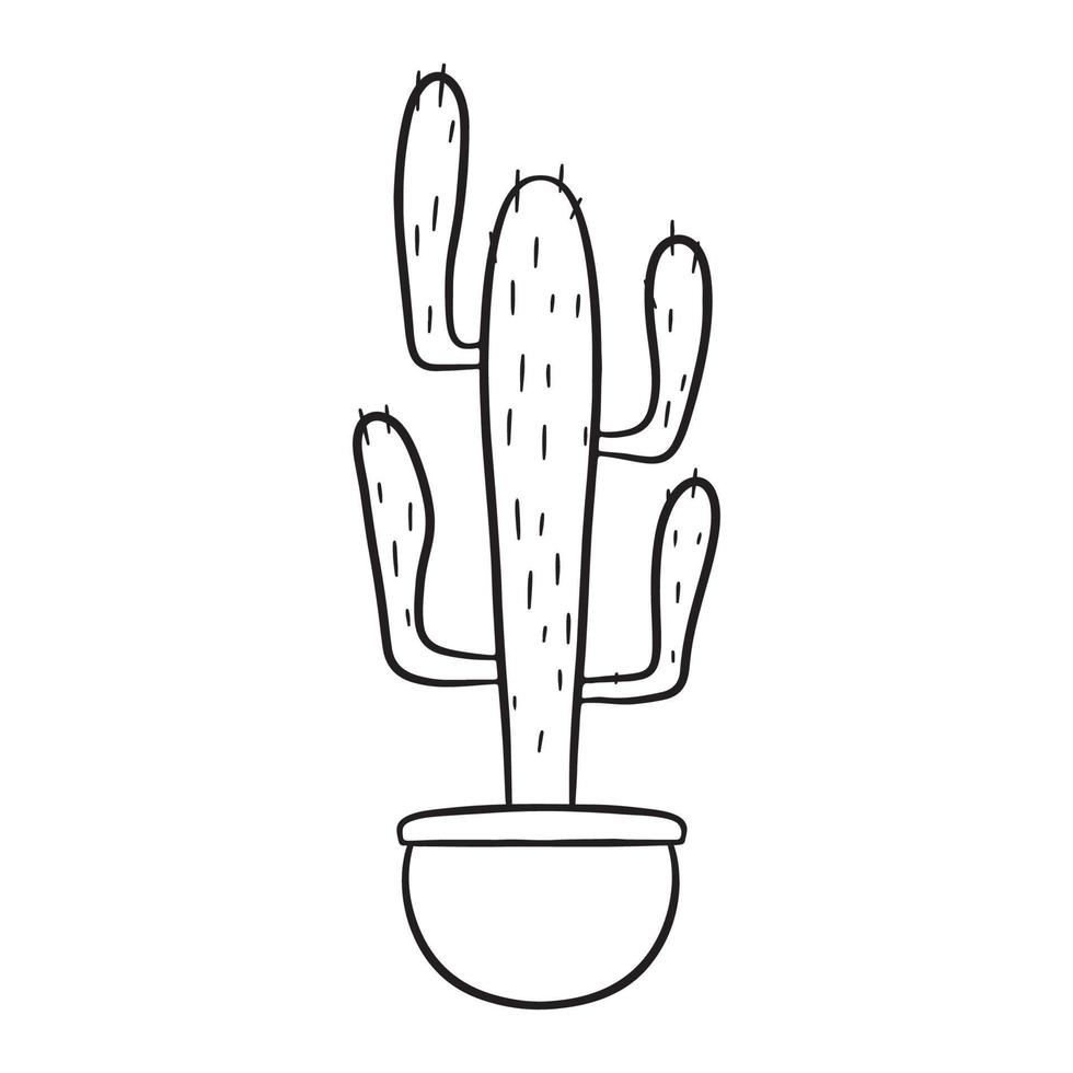 Hand drawn cactus in pot vector