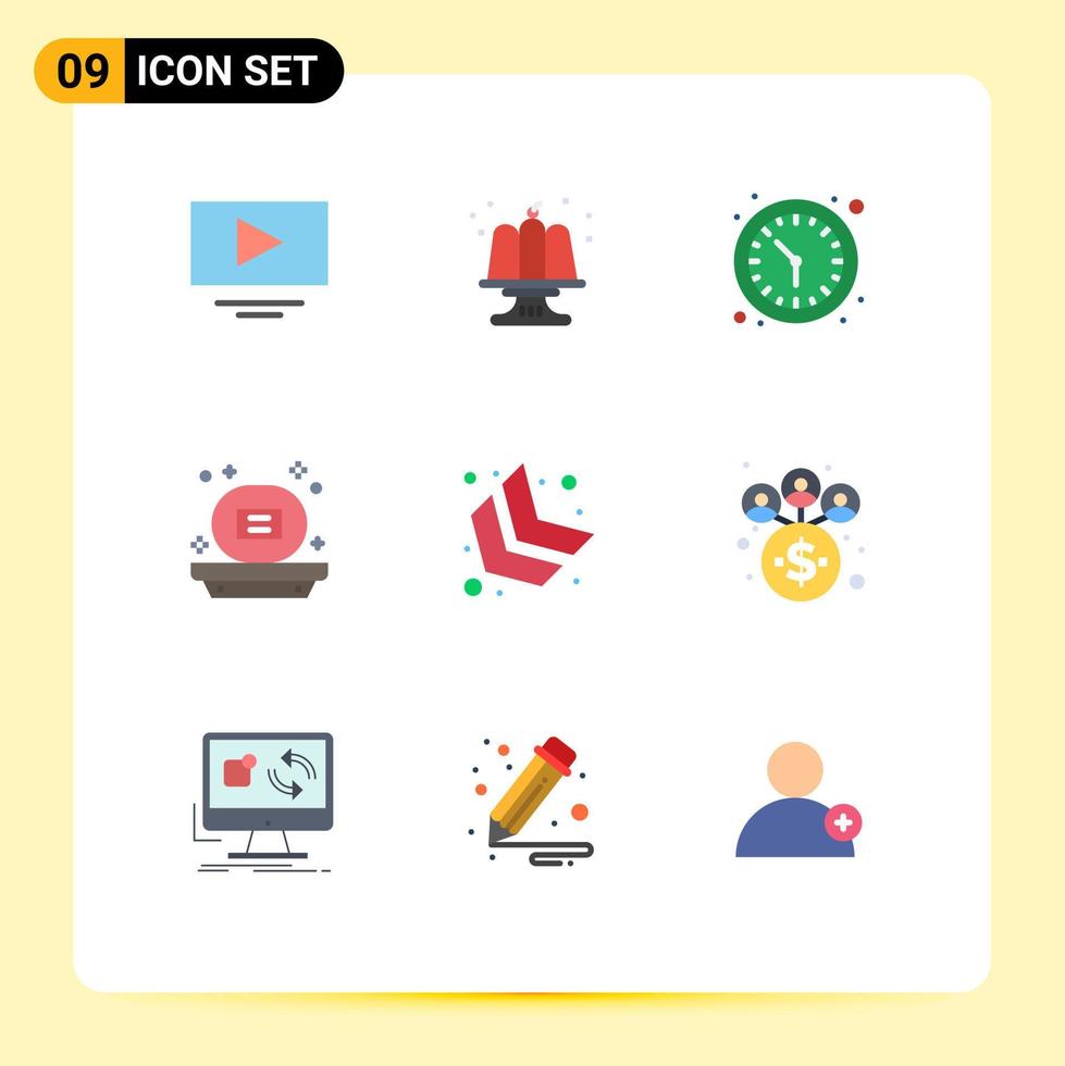 9 Thematic Vector Flat Colors and Editable Symbols of down left arrow time soap bathroom Editable Vector Design Elements