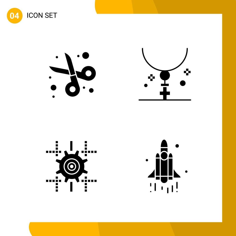 4 Icon Set. Solid Style Icon Pack. Glyph Symbols isolated on White Backgound for Responsive Website Designing. vector