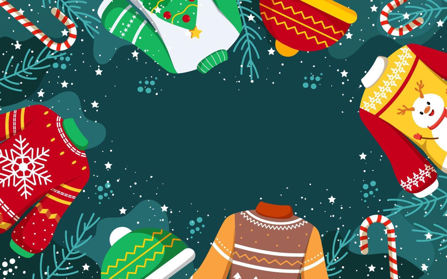 Ugly Sweater Christmas and Ornament Background vector