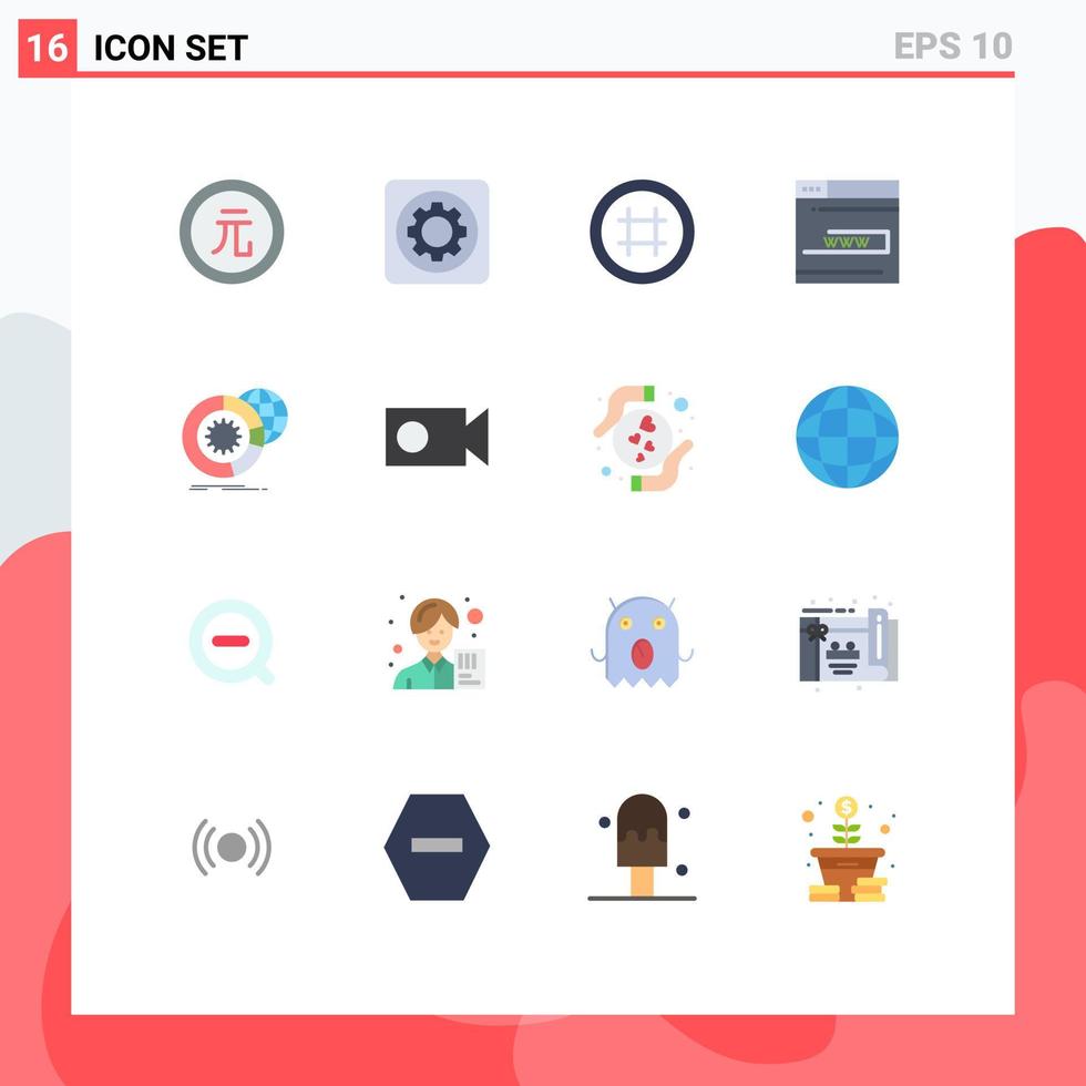 paquete de línea de vector editable de 16 colores planos simples de configuración de formulario de sitio web interfaz de usuario web paquete editable de elementos de diseño de vector creativo