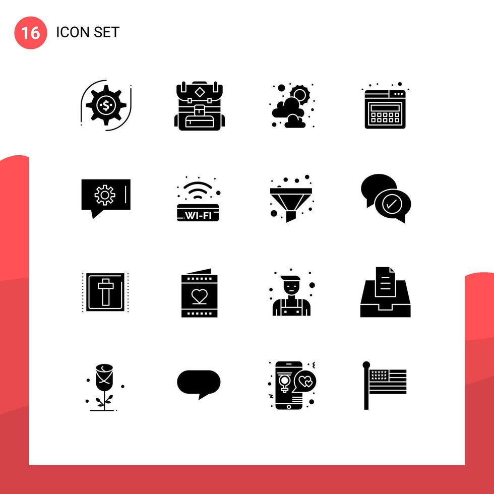 16 Creative Icons Modern Signs and Symbols of sign chat support sunny chat setting web Editable Vector Design Elements