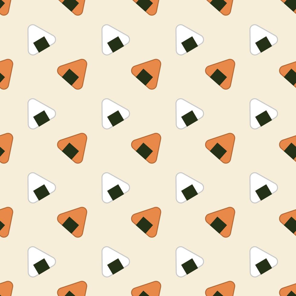 onigiri blanco y naranja, patrón sin costuras, vector. vector