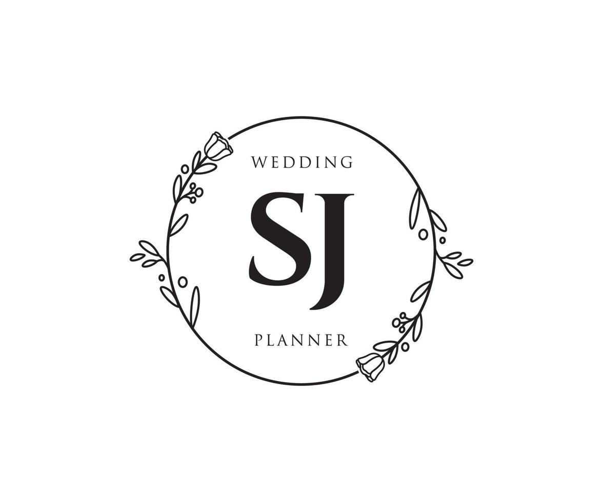 Initial SJ feminine logo. Usable for Nature, Salon, Spa, Cosmetic and Beauty Logos. Flat Vector Logo Design Template Element.
