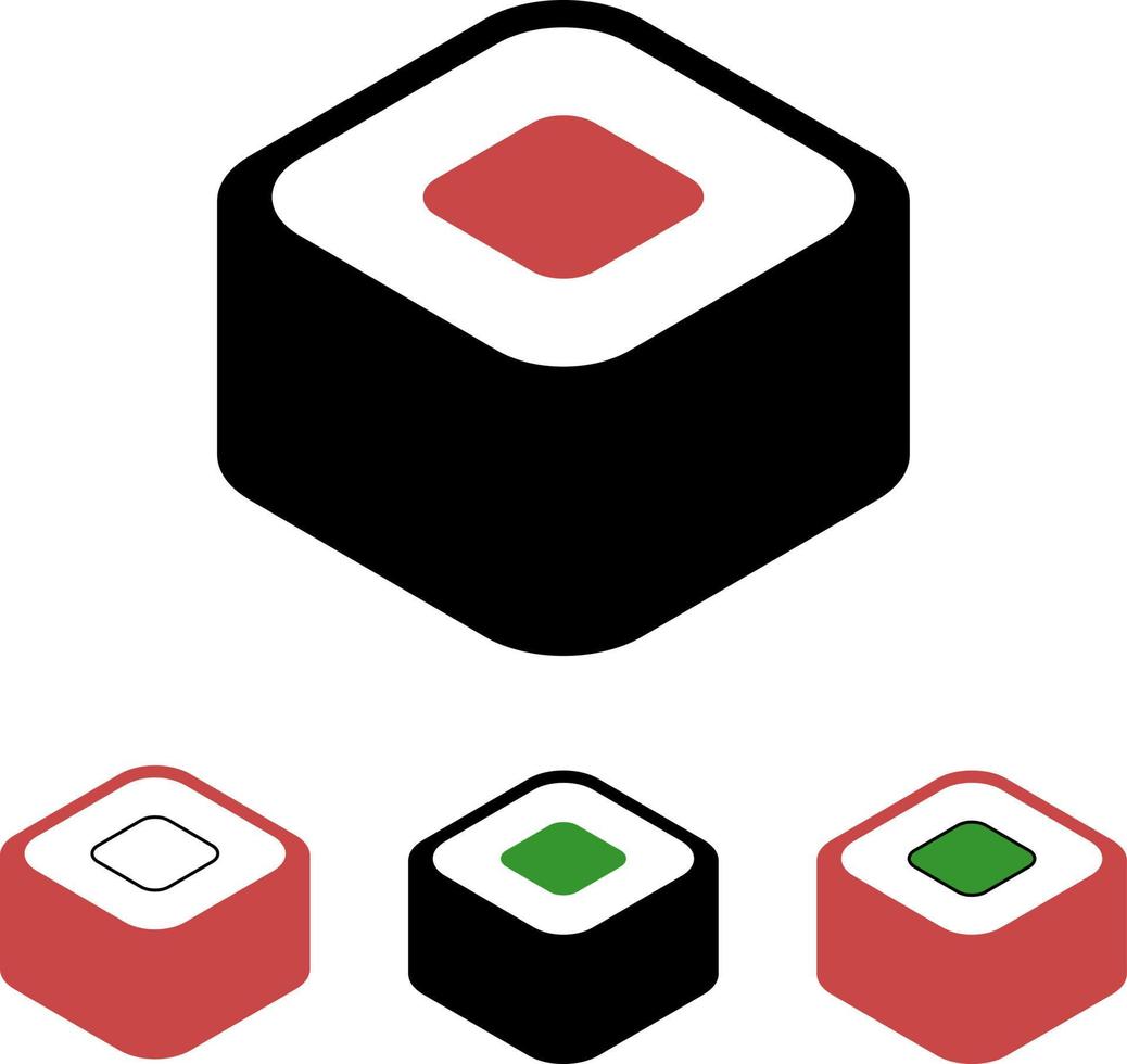 rollo de sushi forma cuadrada, vector icono.