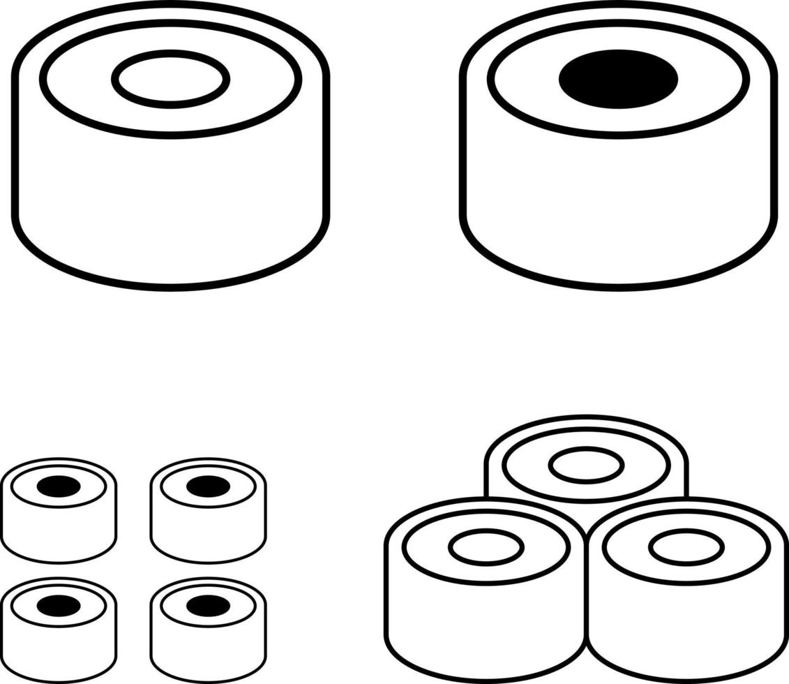 Sushi rolls, vector icons set.
