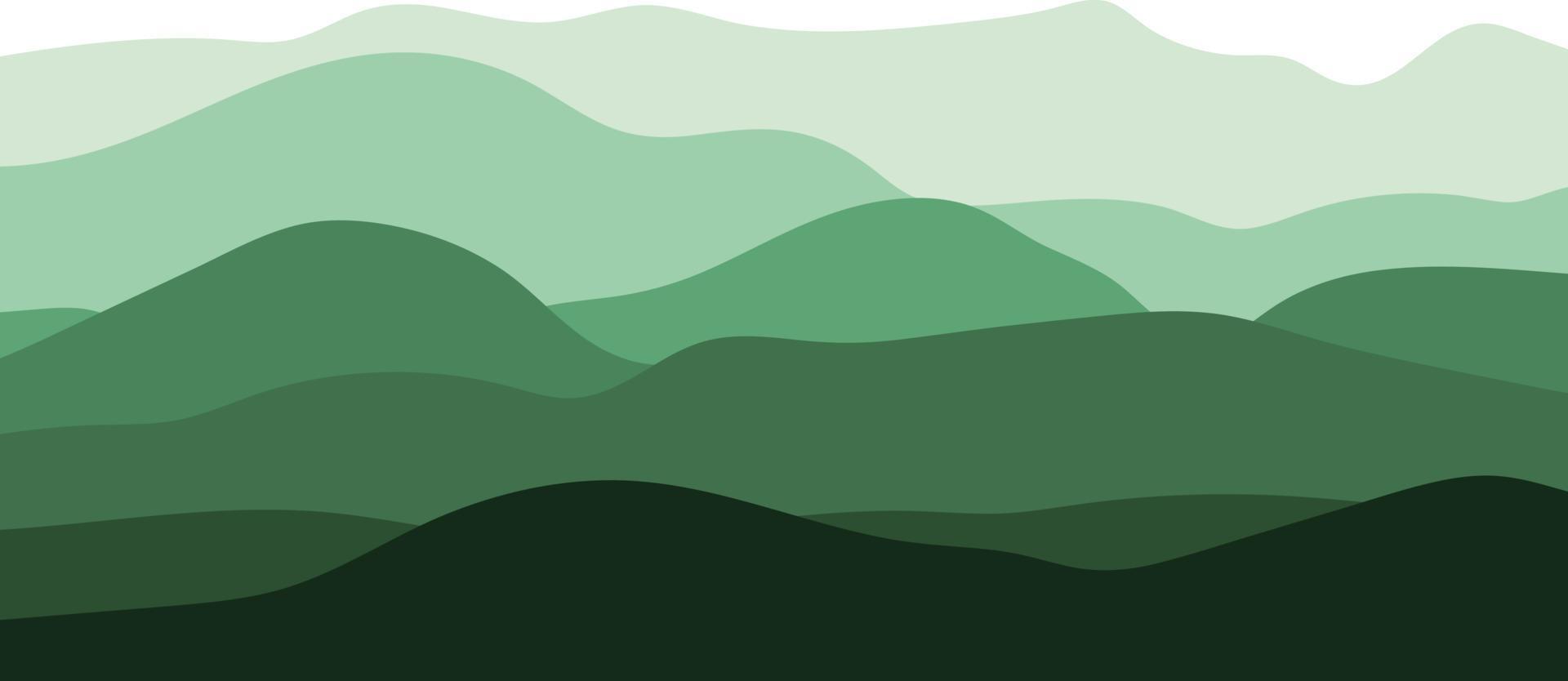 montañas, vectores. ilustración con la silueta de las montañas en verde sobre fondo blanco. vector