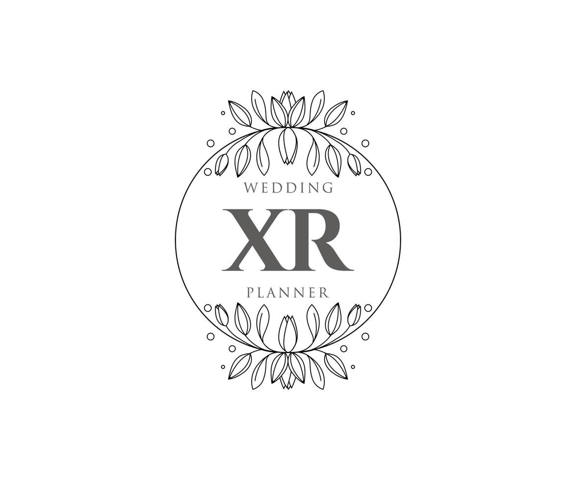 XR Initials letter Wedding monogram logos collection, hand drawn modern minimalistic and floral templates for Invitation cards, Save the Date, elegant identity for restaurant, boutique, cafe in vector