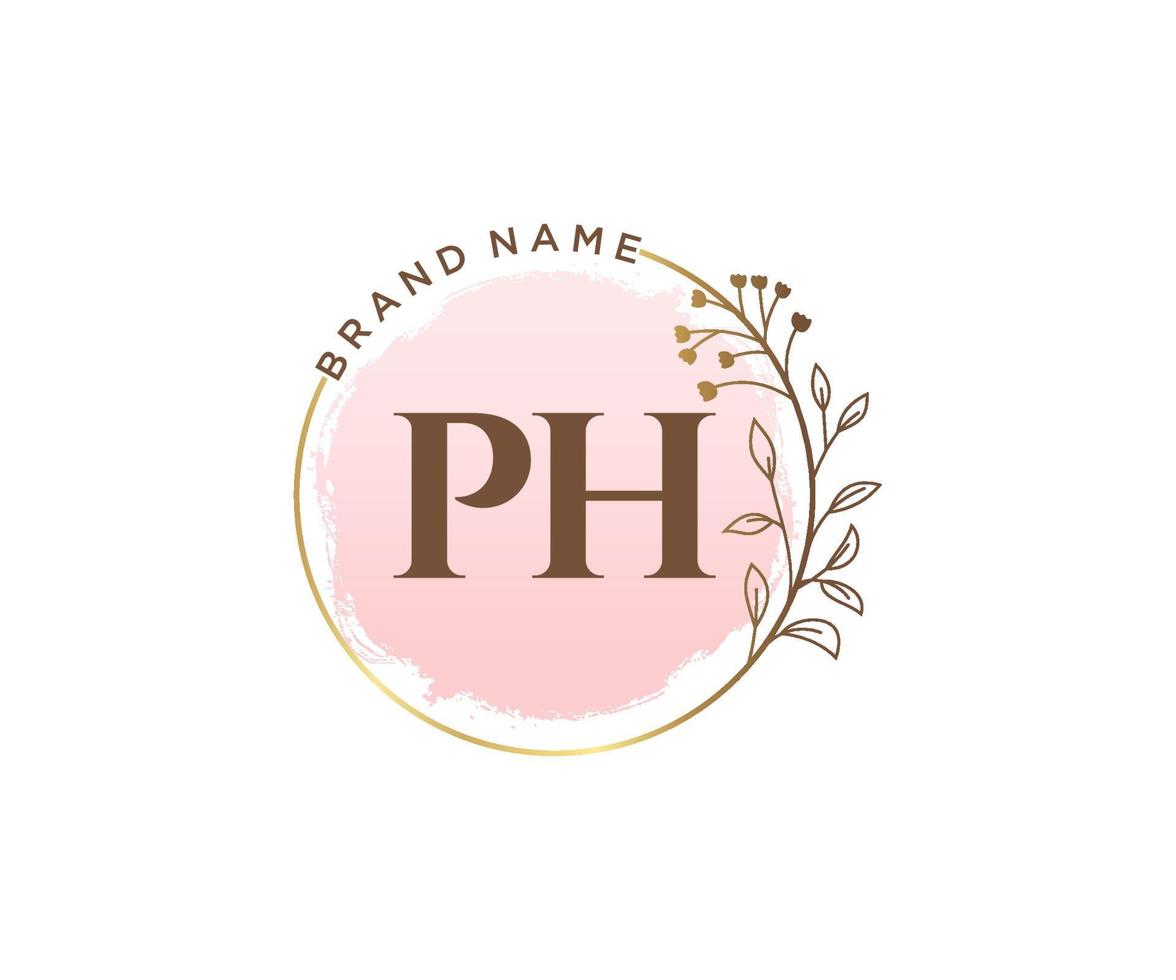 Initial PH feminine logo. Usable for Nature, Salon, Spa, Cosmetic and Beauty Logos. Flat Vector Logo Design Template Element.