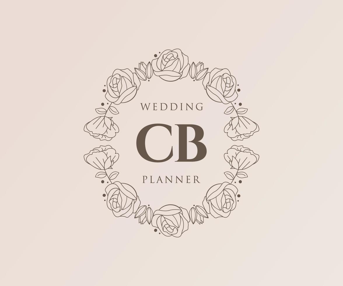 CB Initials letter Wedding monogram logos collection, hand drawn modern minimalistic and floral templates for Invitation cards, Save the Date, elegant identity for restaurant, boutique, cafe in vector