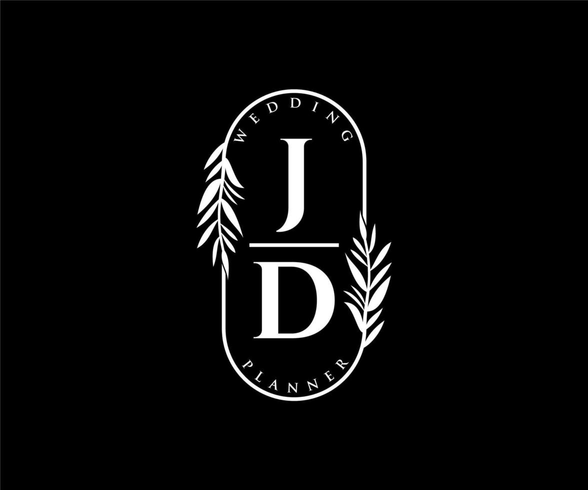 JD Initials letter Wedding monogram logos collection, hand drawn modern minimalistic and floral templates for Invitation cards, Save the Date, elegant identity for restaurant, boutique, cafe in vector