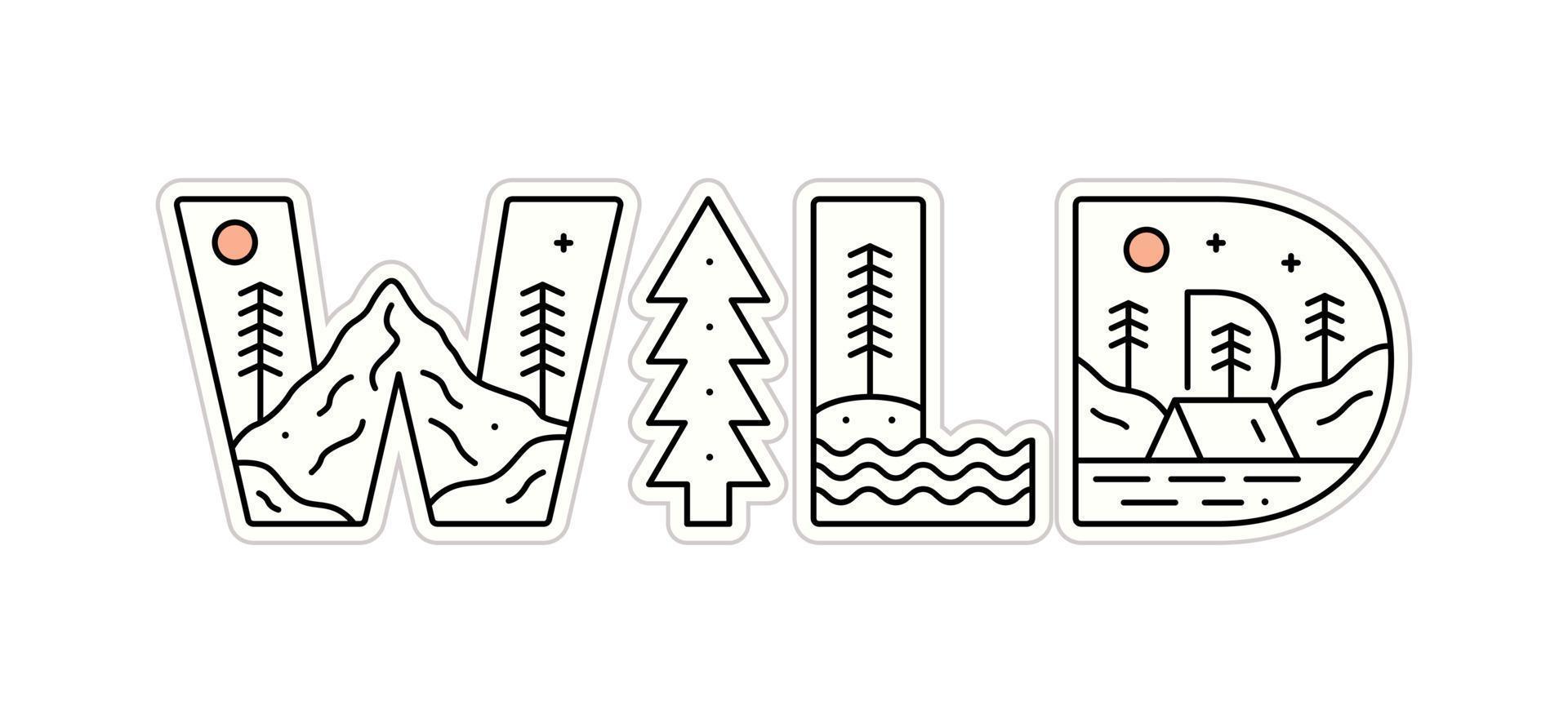 Wild letter with nature design inside for t-shirt, sticker, and other use vector