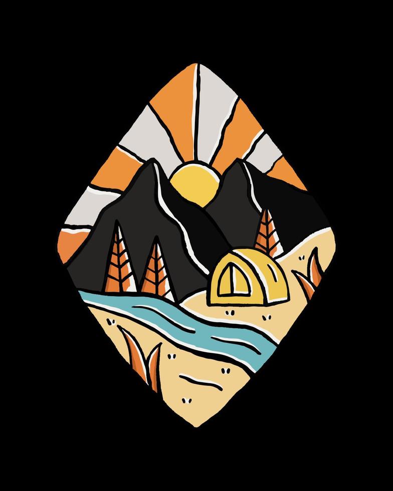 camping nature outdoor wildlife for t-shirt, sticker, and badge design vector