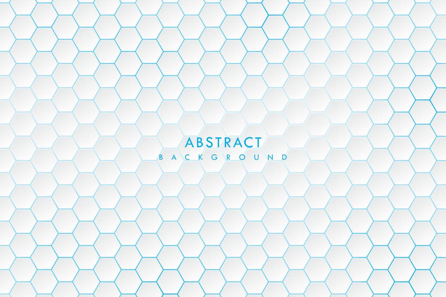 Vector abstract white and gray hexagon with blue light. Geometric technology background.