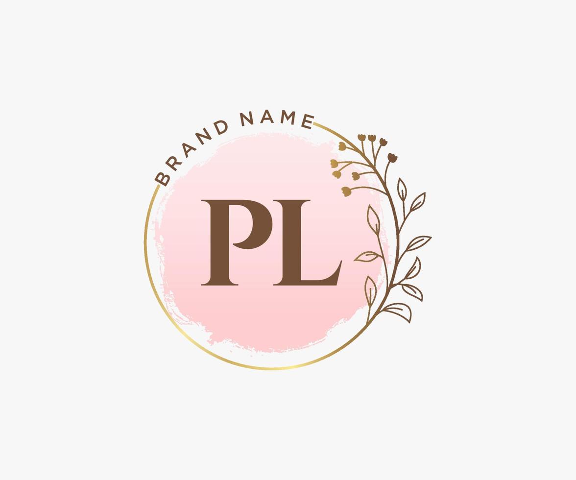 Initial PL feminine logo. Usable for Nature, Salon, Spa, Cosmetic and Beauty Logos. Flat Vector Logo Design Template Element.