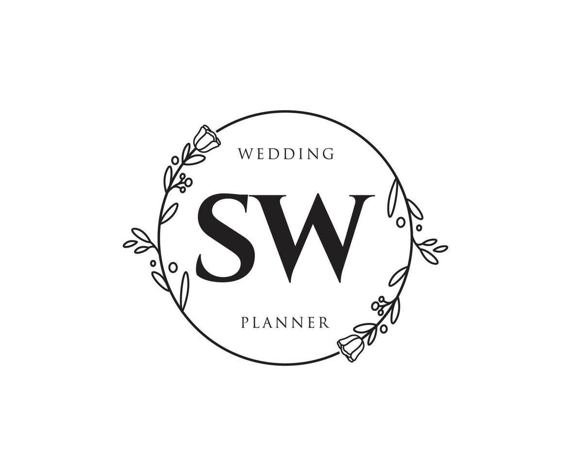Initial SW feminine logo. Usable for Nature, Salon, Spa, Cosmetic and Beauty Logos. Flat Vector Logo Design Template Element.