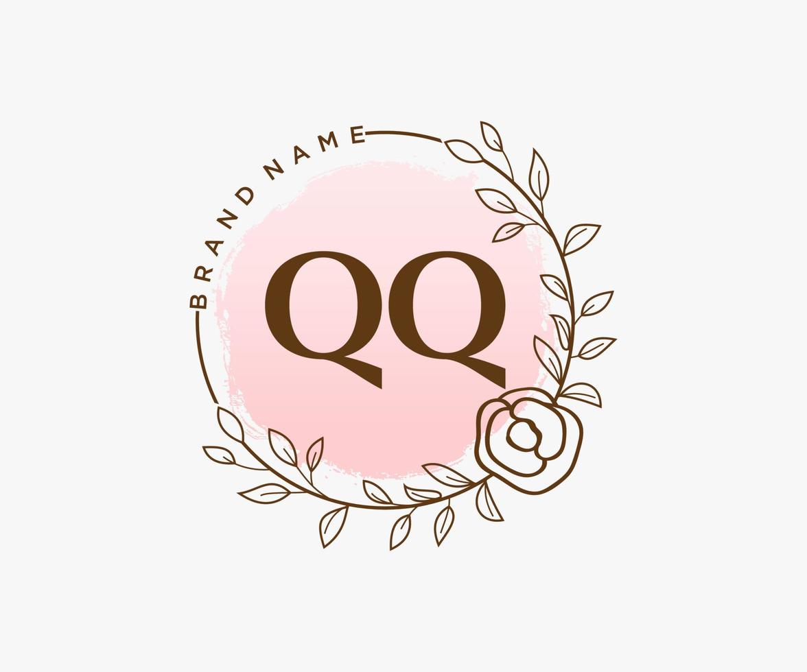 logotipo femenino qq inicial. utilizable para logotipos de naturaleza, salón, spa, cosmética y belleza. elemento de plantilla de diseño de logotipo de vector plano.