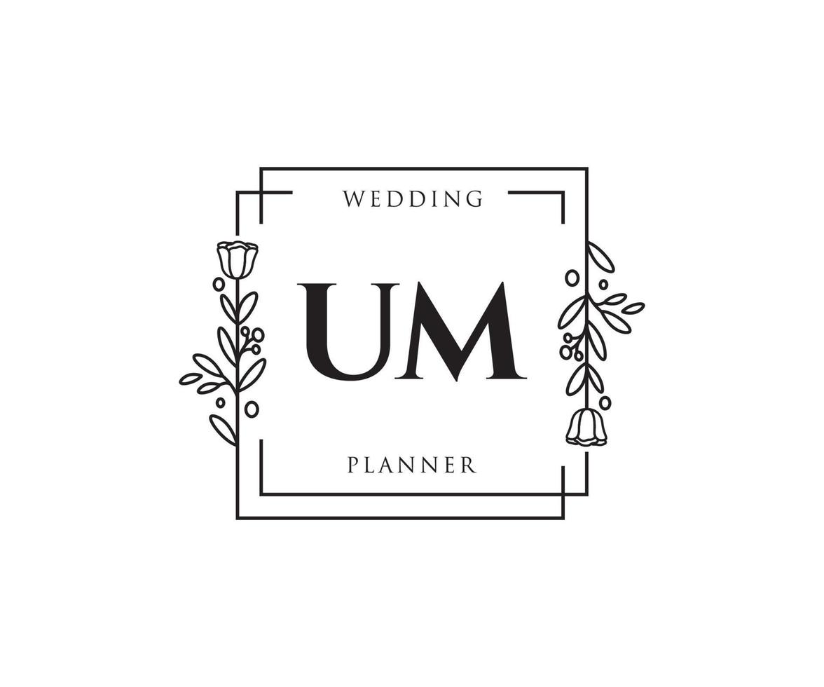 Initial UM feminine logo. Usable for Nature, Salon, Spa, Cosmetic and Beauty Logos. Flat Vector Logo Design Template Element.