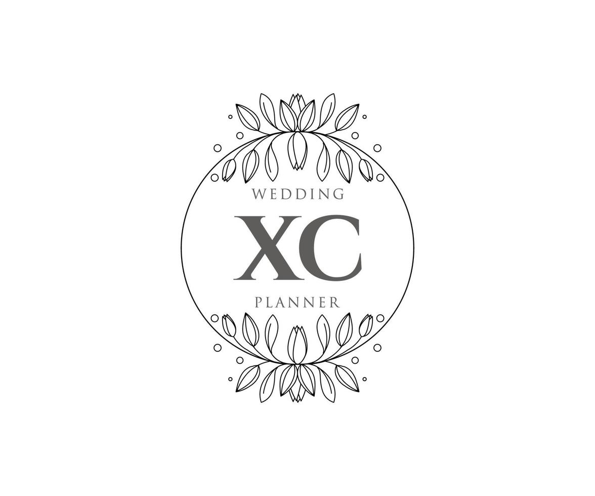 XC Initials letter Wedding monogram logos collection, hand drawn modern minimalistic and floral templates for Invitation cards, Save the Date, elegant identity for restaurant, boutique, cafe in vector