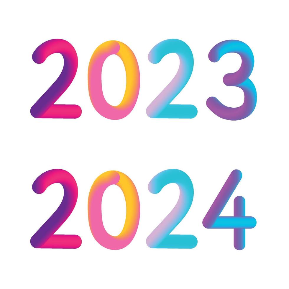 Happy new year 2023 2024 future metaverse neon text neon with metal effect, numbers and futurism lines. Vector greeting card, banner, congratulation poster 3d illustration.