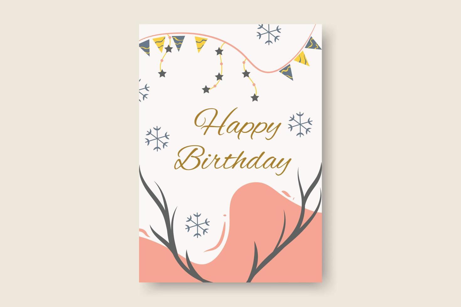 enchanting animal birthday card template background vector