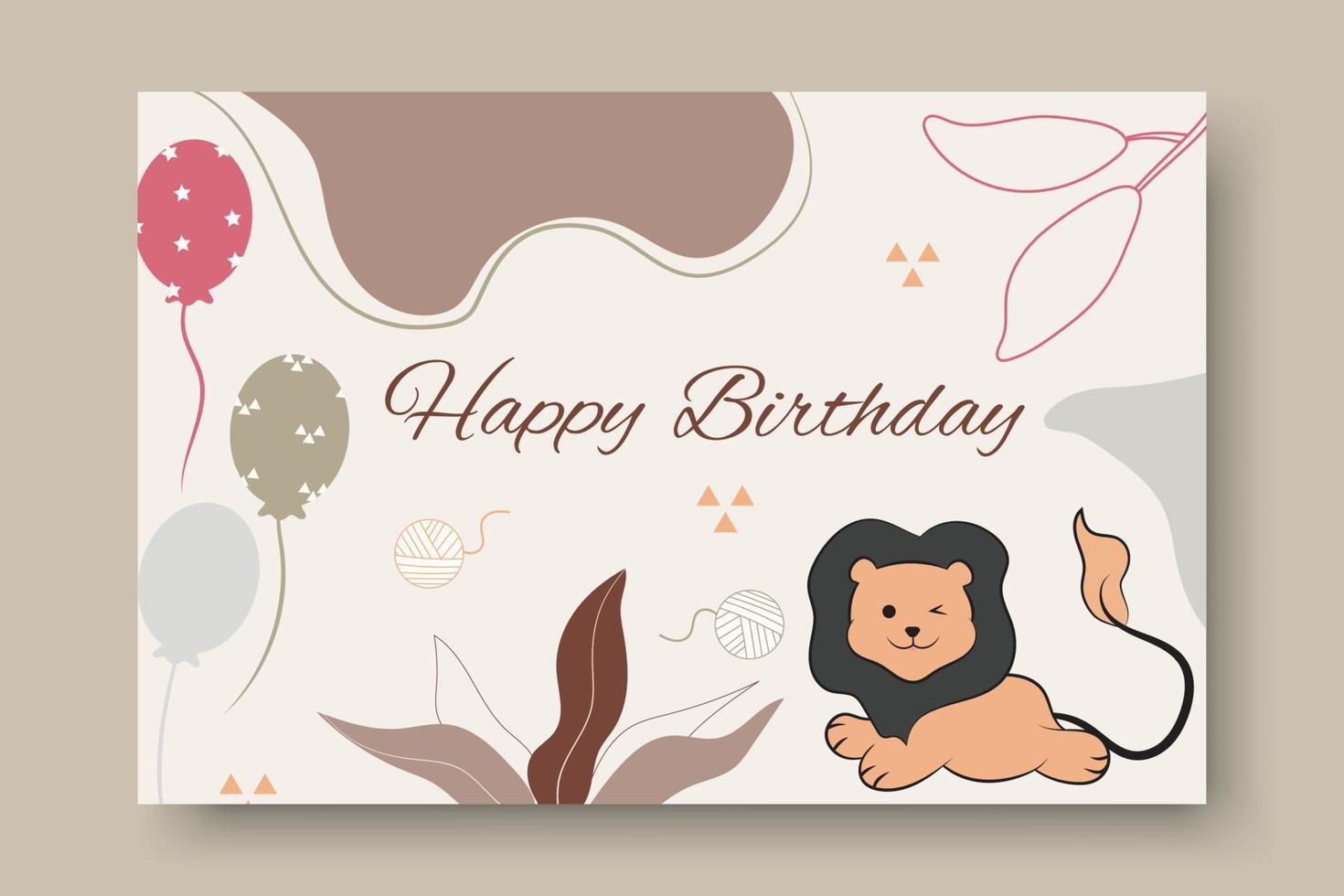fondo de plantilla de tarjeta de cumpleaños animal encantador vector