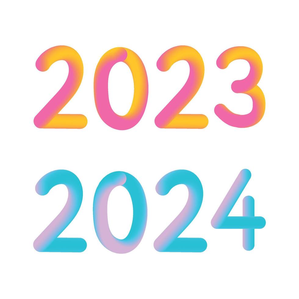 Happy new year 2023 2024 future metaverse neon text neon with metal effect, numbers and futurism lines. Vector greeting card, banner, congratulation poster 3d illustration.
