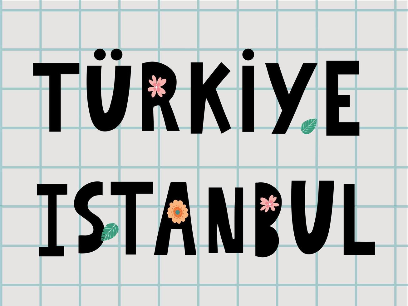 Istanbul. Hand lettering. Vector logo of Istanbul in black color with seagulls on white background. souvenir products, banner emblem, travel blog social media, brochure, flyer. Digital illustration.