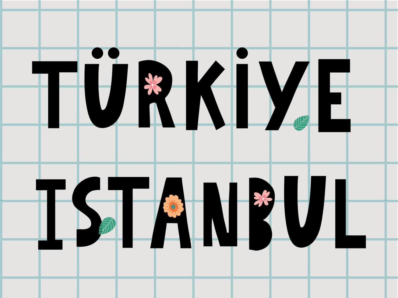 Estanbul. letras a mano. logotipo vectorial de estambul en color negro con gaviotas sobre fondo blanco. productos de recuerdo, emblema de pancarta, blog de viajes en redes sociales, folleto, volante. ilustración digital. vector