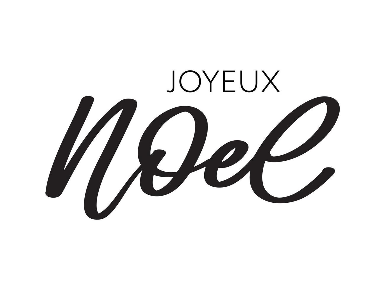 Merry Christmas in French language. Joyeux Noel modern brush vector calligraphy. Hand drawn calligraphic phrase isolated on white background. Typography for greeting card, postcards, poster, banner.