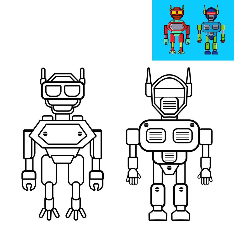 colorear dos robots vector