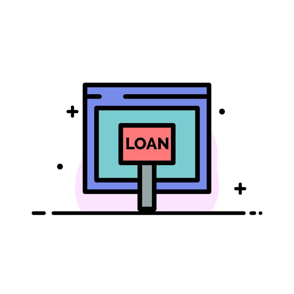 Credit Internet Loan Money Online  Business Flat Line Filled Icon Vector Banner Template