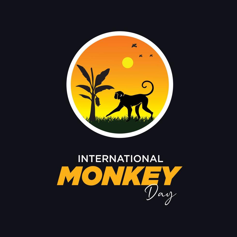 International Monkey Day. December 14. Template for background, banner, card, poster with text inscription. vector illustration.