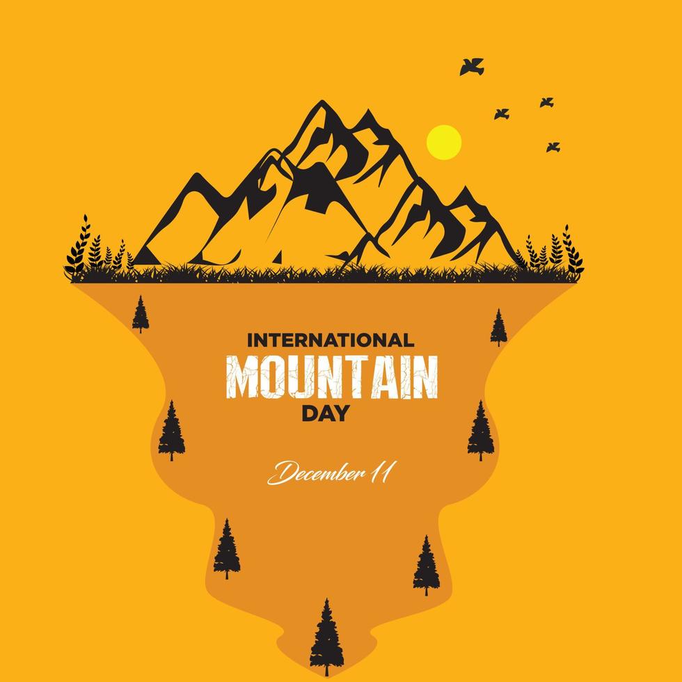 International Mountain Day. December 11. Suitable for greeting card, poster and banner. Vector illustration