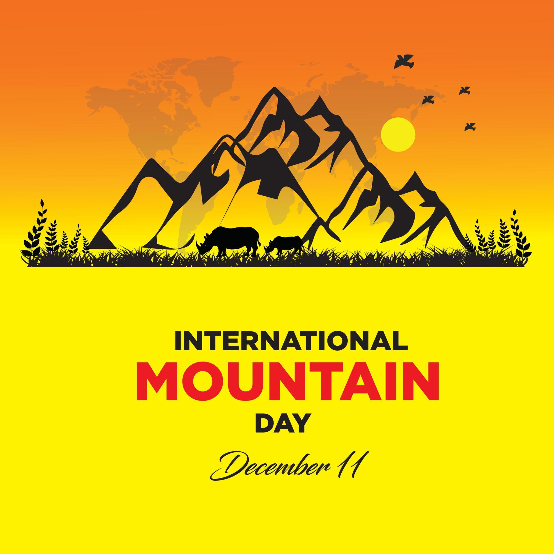 International Mountain Day. December 11. Suitable for greeting card
