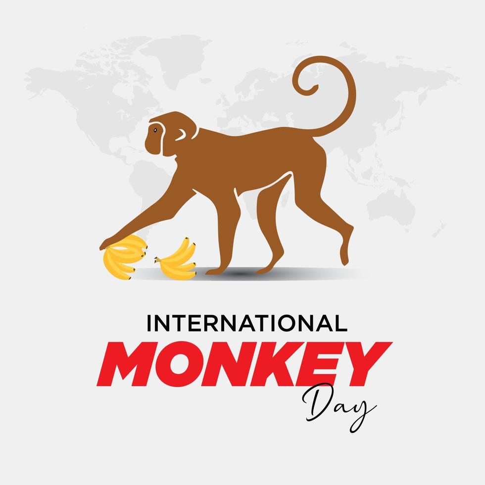 International Monkey Day. December 14. Template for background, banner, card, poster with text inscription. vector illustration.