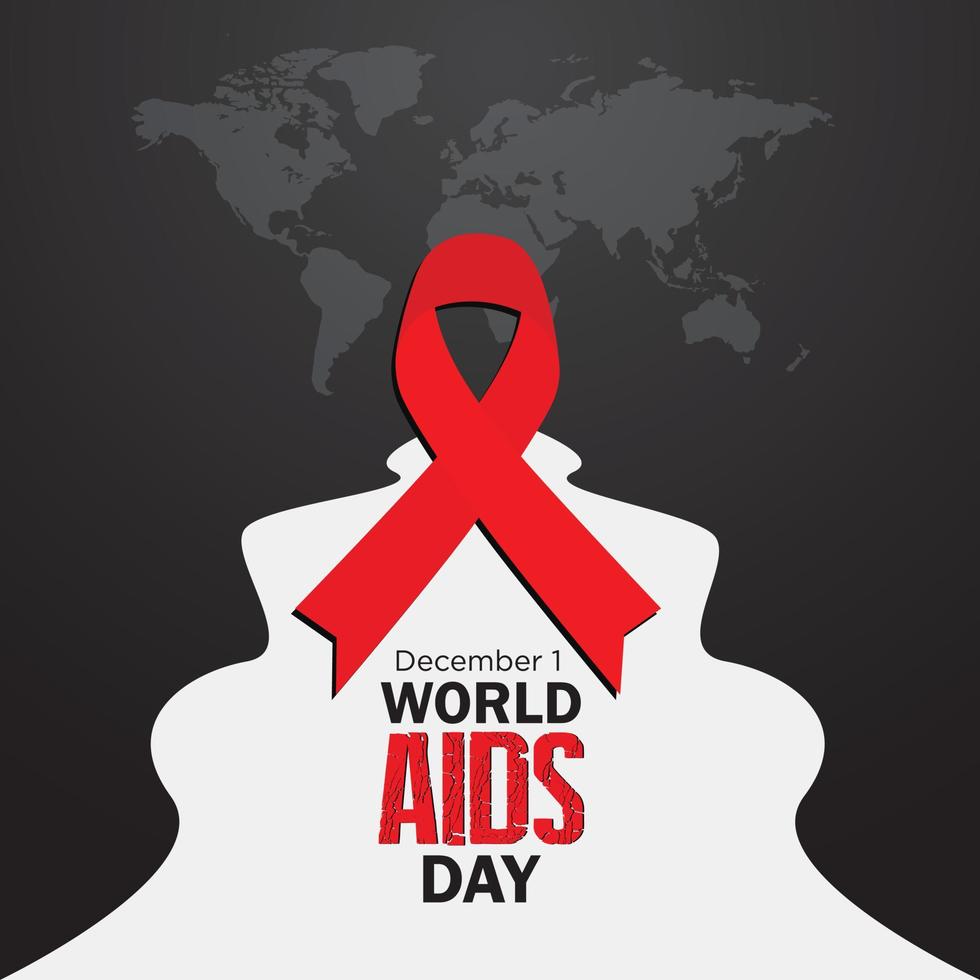 World AIDS Day. Aids Day with Red ribbon concept. Aids Awareness icon design for poster, banner, t-shirt. Vector illustration isolated on white background.