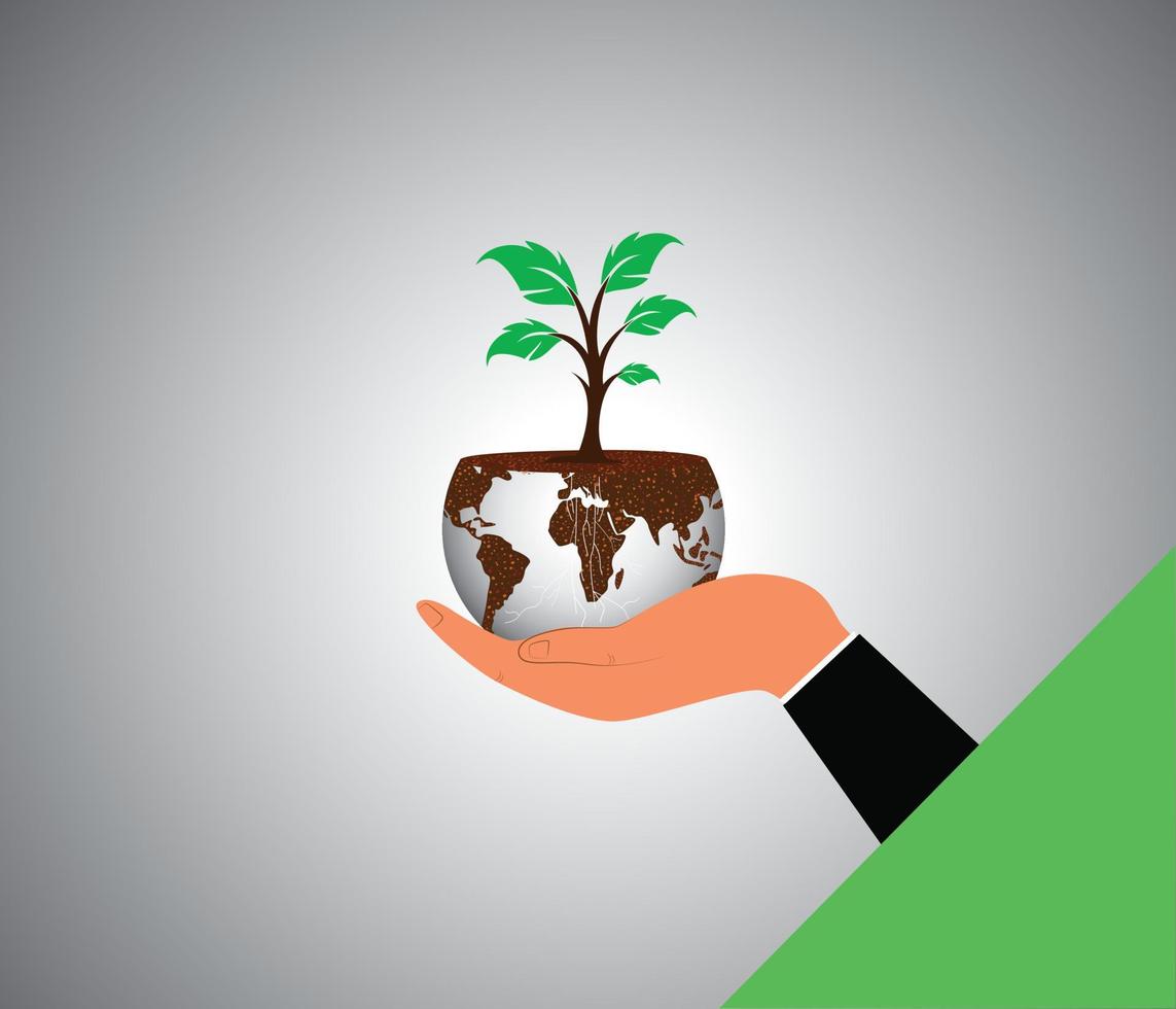 World Soil day and Earth day. December 5. Suitable for greeting card. concept for banner or poster design. Vector Illustration