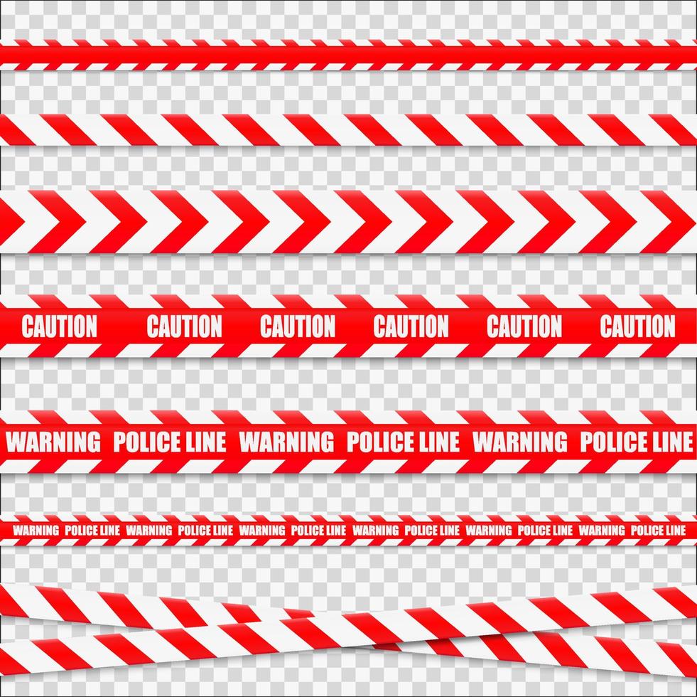 Caution tape. Caution red warning lines isolated on white. vector