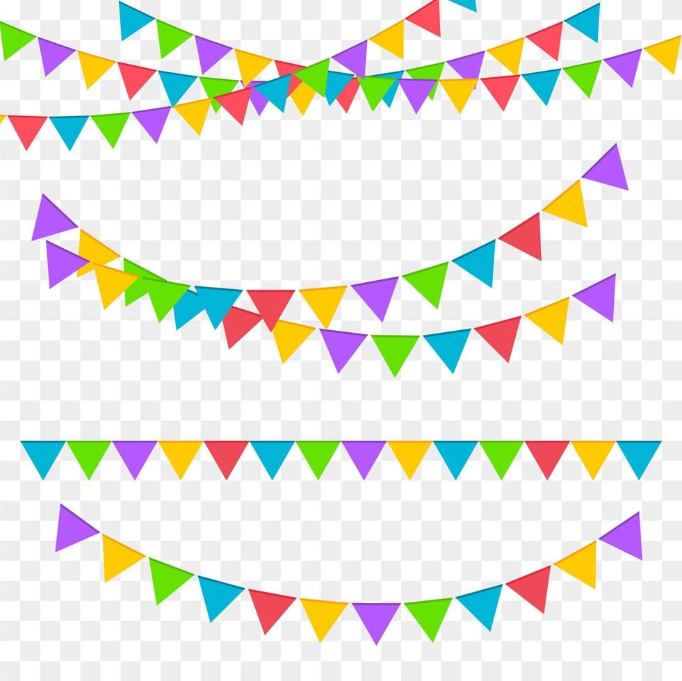 Birthday party invitation banners. Set of flag garlands. vector