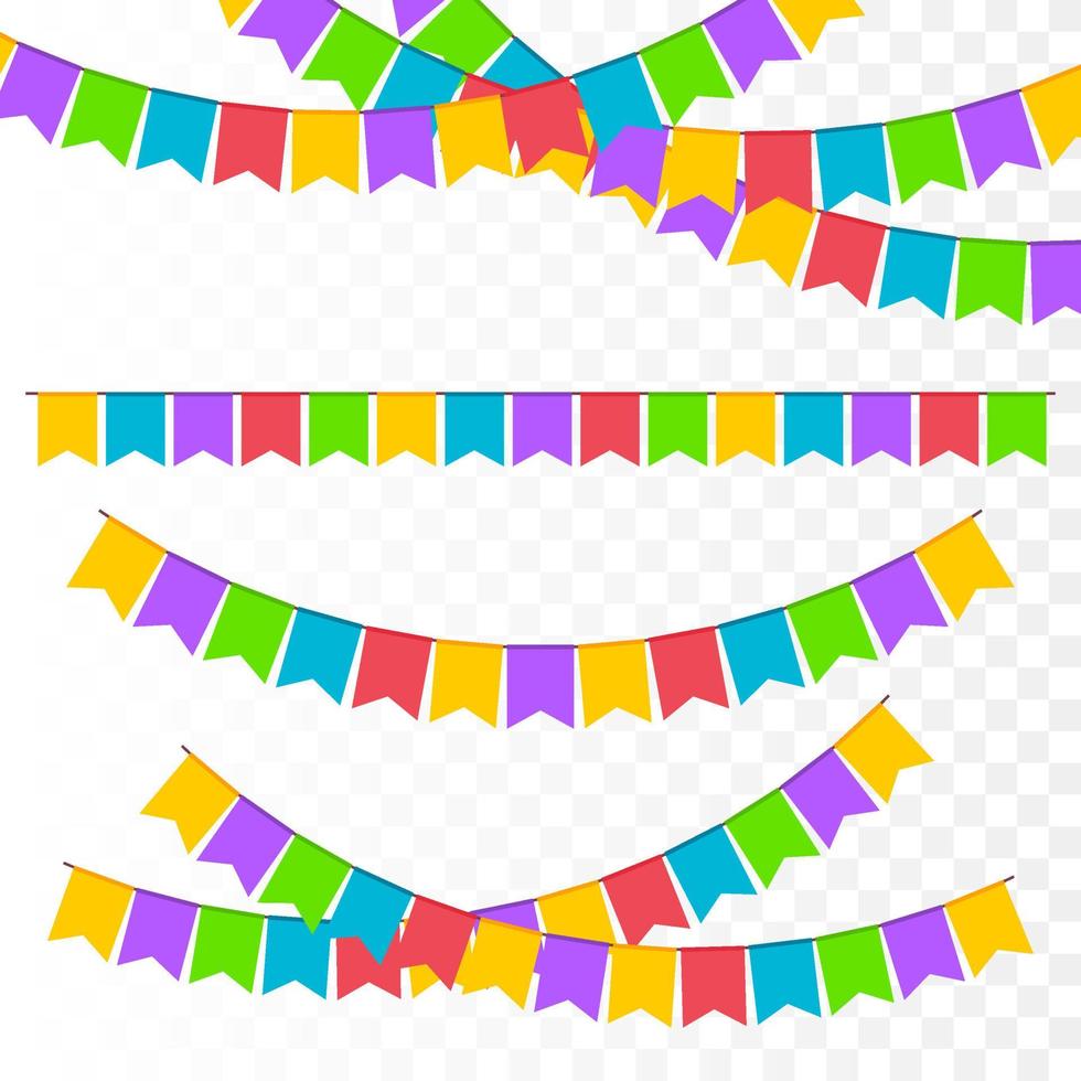 Birthday party invitation banners. Set of flag garlands. vector